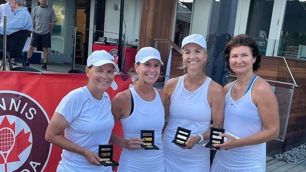 Women's Doubles Finalists: Jennifer Cherneski, Olga Tsymbal, Jennifer Bishop, and Andreanne Martin