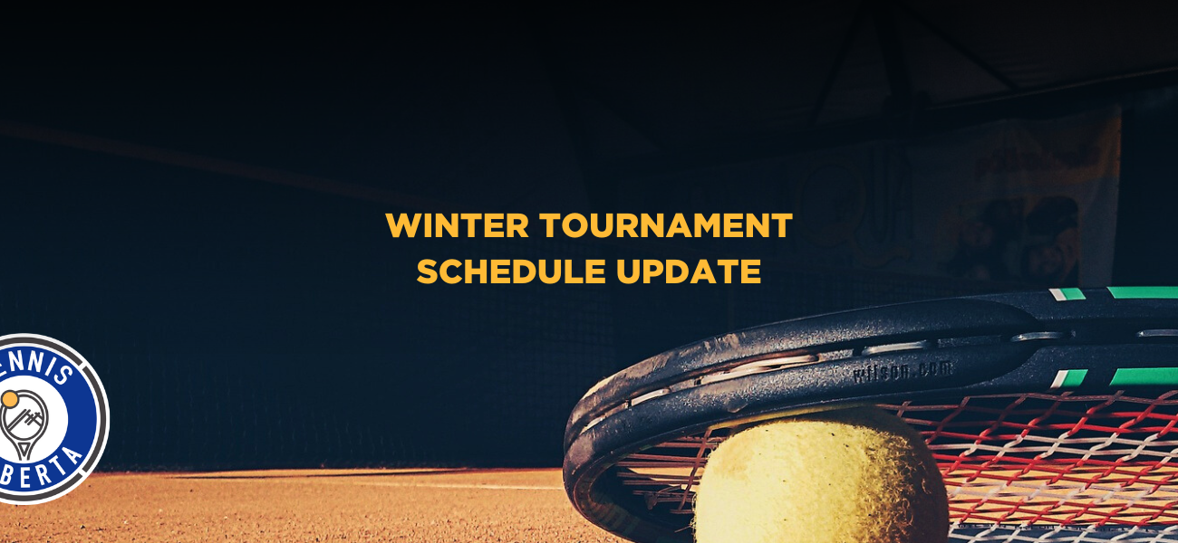 Graphic displaying the text "Winter tournament schedule update"